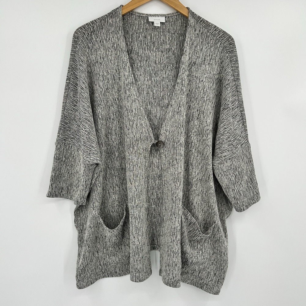 Pure Jill Coastal Lagenlook Cardigan Womens XL Oversized Minimalist Stretch